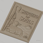 Fichier CNC & impression 3D berger d'âmes, agneau, bâton de berger et lever de soleil, haute qualité relief STL