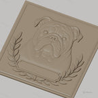Fichier CNC & impression 3D Bulldog Anglais, portrait animalier avec cadre ornemental, haute qualité relief STL