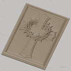 Fichier CNC & impression 3D Croix chrétienne avec couronne d'épines, haute qualité relief STL