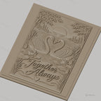 Fichier CNC & impression 3D cygnes en amour, lac, fleurs de nénuphar, texte Together Always, haute qualité relief STL