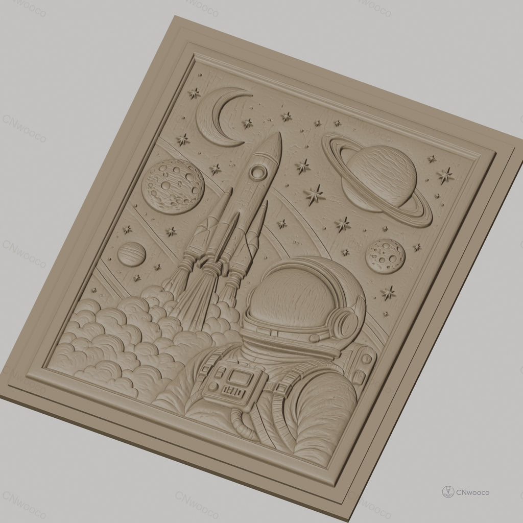 Fichier CNC & impression 3D espace, astronaute, fusée, planètes, haute qualité relief STL