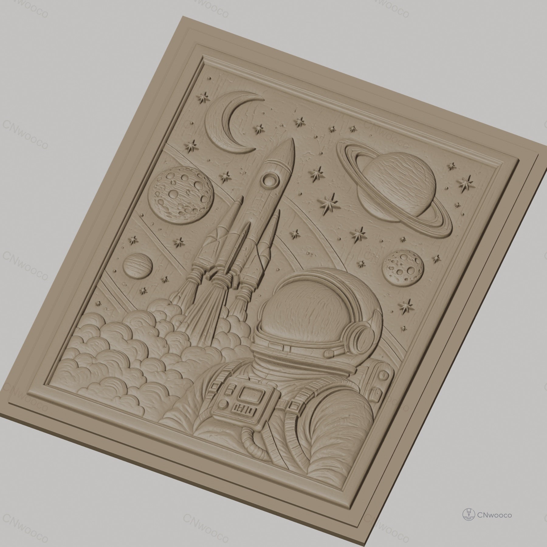 Fichier CNC & impression 3D espace, astronaute, fusée, planètes, haute qualité relief STL