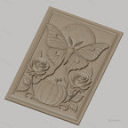 Fichier CNC & impression 3D papillon de nuit, lune, citrouille et roses, haute qualité relief STL
