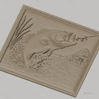 Fichier CNC & impression 3D poisson bass sautant, leurre de pêche et eau éclaboussante, haute qualité relief STL