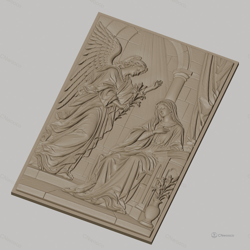 Fichier CNC & impression 3D Annonciation, ange et Vierge Marie, haute qualité relief STL