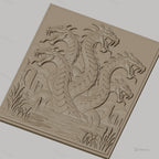 Fichier CNC & impression 3D hydre à six têtes, ruines antiques et étang, haute qualité relief STL
