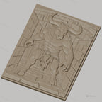 Fichier CNC & impression 3D Minotaure puissant, couloir de pierre en relief, haute qualité relief STL