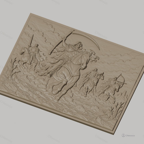 Fichier CNC & impression 3D cavalier de l'apocalypse, chevaliers soldats armés, haute qualité relief STL