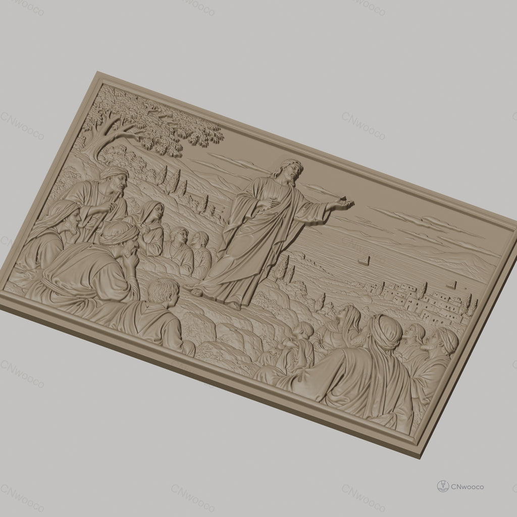 Fichier CNC & impression 3D Jésus prêchant aux disciples, scène religieuse, haute qualité relief STL