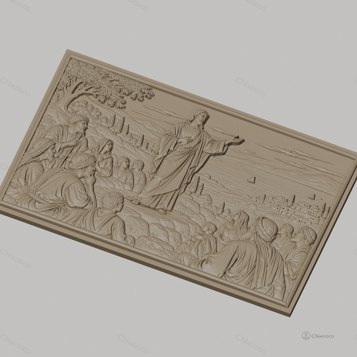 Fichier CNC & impression 3D Jésus prêchant aux disciples, scène religieuse, haute qualité relief STL