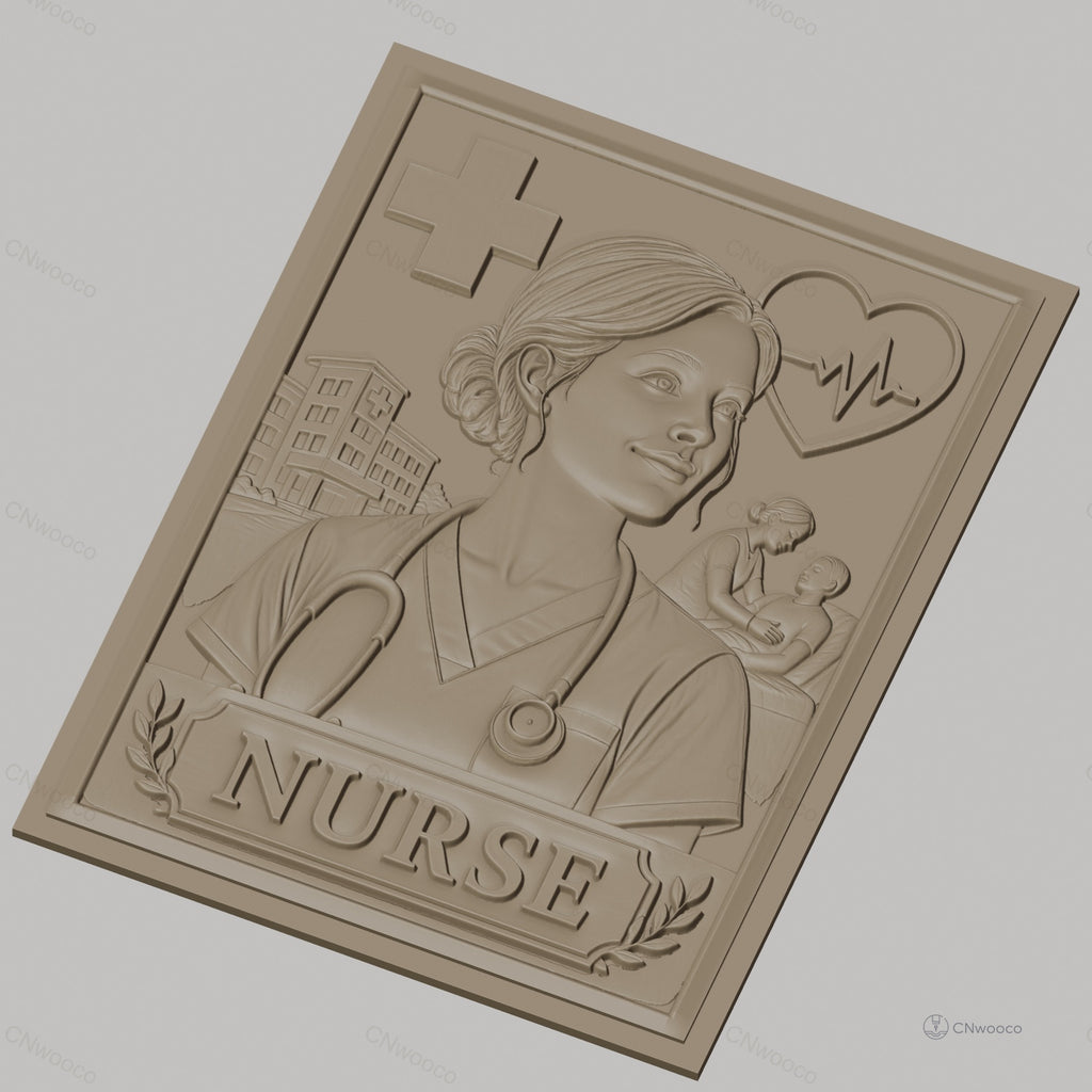 Fichier CNC & impression 3D infirmière, stéthoscope, hôpital, soins infirmiers, haute qualité relief STL