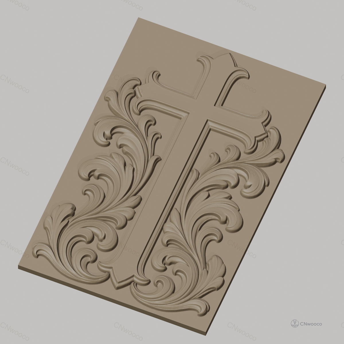 Fichier CNC & impression 3D Croix ornementale, motifs floraux baroques, haute qualité relief STL