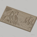 Fichier CNC & impression 3D scène de crucifixion, Marie et Jean en prière, haute qualité relief STL
