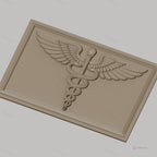 Fichier CNC & impression 3D caducee medical serpents ailes relief, haute qualité relief STL