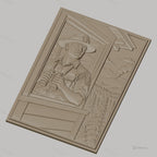 Fichier CNC & impression 3D garde forestier avec jumelles et incendie de forêt relief nature haute qualité relief STL