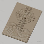 Fichier CNC & impression 3D croix celtique, vagues stylisées en relief, haute qualité relief STL