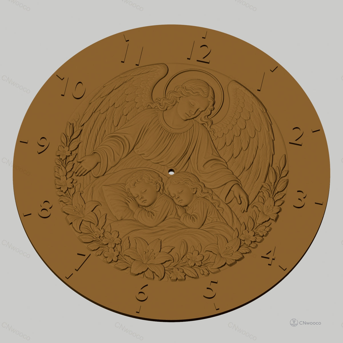 Fichier CNC & impression 3D horloge murale ange gardien avec enfants sommeil STL