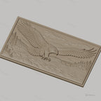 Fichier CNC & impression 3D aigle en vol, rivière, forêt, montagne, maison, pont, haute qualité relief STL
