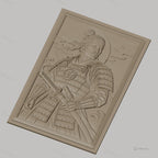 Fichier CNC & impression 3D samouraï en armure, katana et vagues, haute qualité relief STL