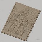 Fichier CNC & impression 3D père et fils cowboys priant devant église, cheval, croix, tenue western, haute qualité relief STL