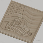 Fichier CNC & impression 3D drapeau américain, casque pompier, hache et tuyau, haute qualité relief STL