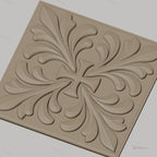 Fichier CNC & impression 3D croix avec feuilles décoratives, haute qualité relief STL