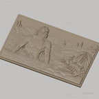Fichier CNC & impression 3D scène antique homme dans rivière casque armure haute qualité relief STL