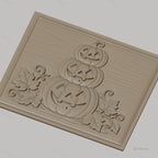 Fichier CNC & impression 3D Halloween, citrouilles empilées avec feuilles, haute qualité relief STL