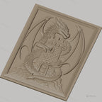 Fichier CNC & impression 3D dragon médiéval avec tour en pierre, haute qualité relief STL