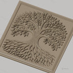 Fichier CNC & impression 3D arbre de vie avec feuilles et racines entrelacées haute qualité relief STL
