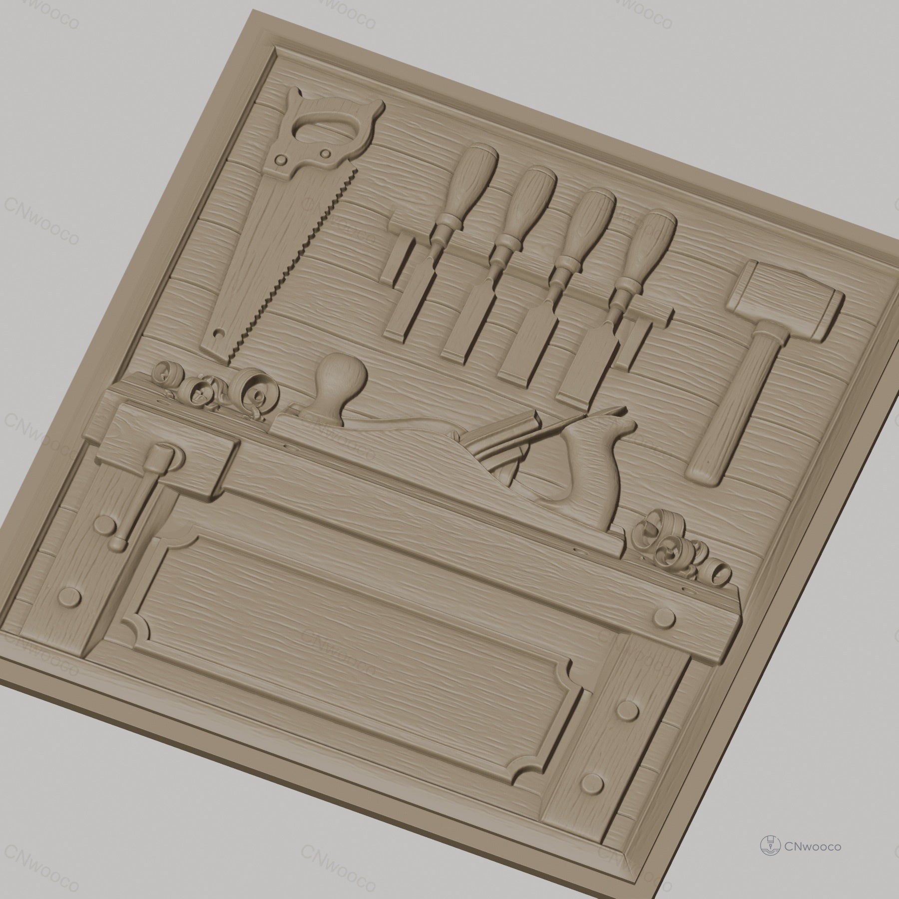 Fichier CNC & impression 3D atelier de menuiserie, établi, outils à bois, haute qualité relief STL