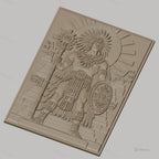 Fichier CNC & impression 3D guerrier aztèque, pyramides, bouclier et sceptre, haute qualité relief STL