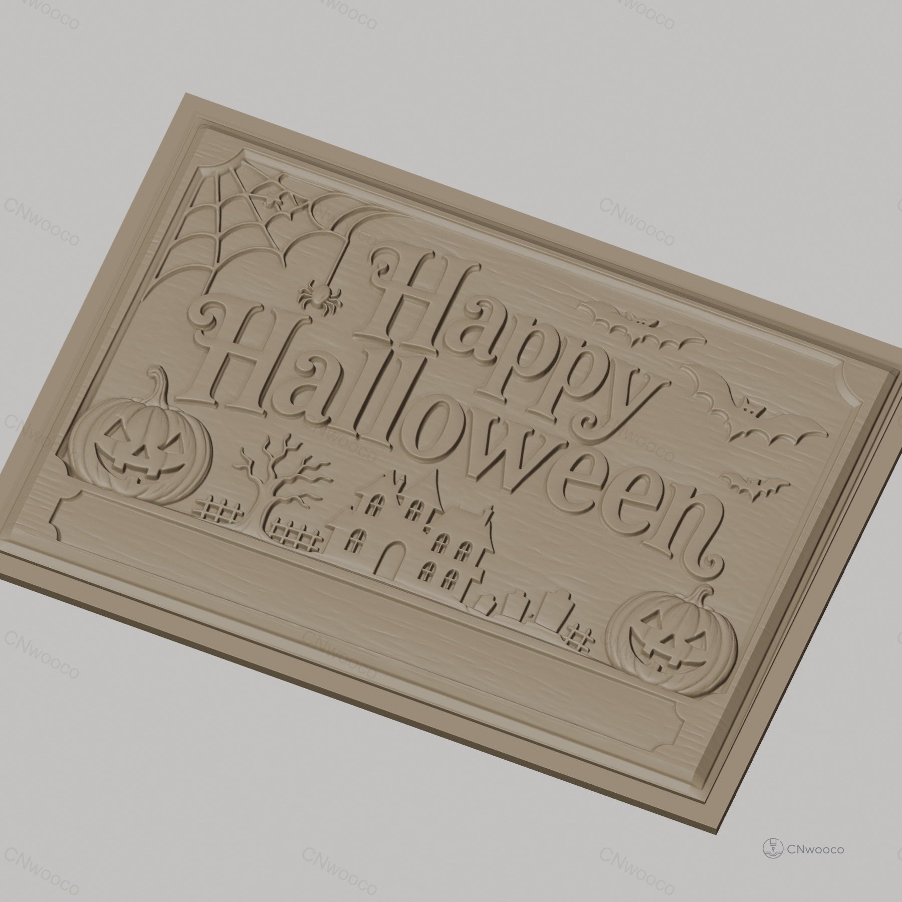 Fichier CNC & impression 3D Halloween, citrouilles, chauves-souris, maison hantée, toile d'araignée, haute qualité relief STL