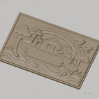 Fichier CNC & impression 3D Arche de Noé, animaux girafes éléphants colombe et arc-en-ciel, haute qualité relief STL