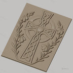Fichier CNC & impression 3D Croix celte ornée de fleurs, relief sculpté haute qualité relief STL