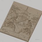 Fichier CNC & impression 3D samouraïs en duel, pagode, paysage japonais, haute qualité relief STL
