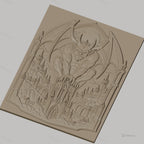 Fichier CNC & impression 3D gargouille démoniaque, château gothique détaillé, haute qualité relief STL
