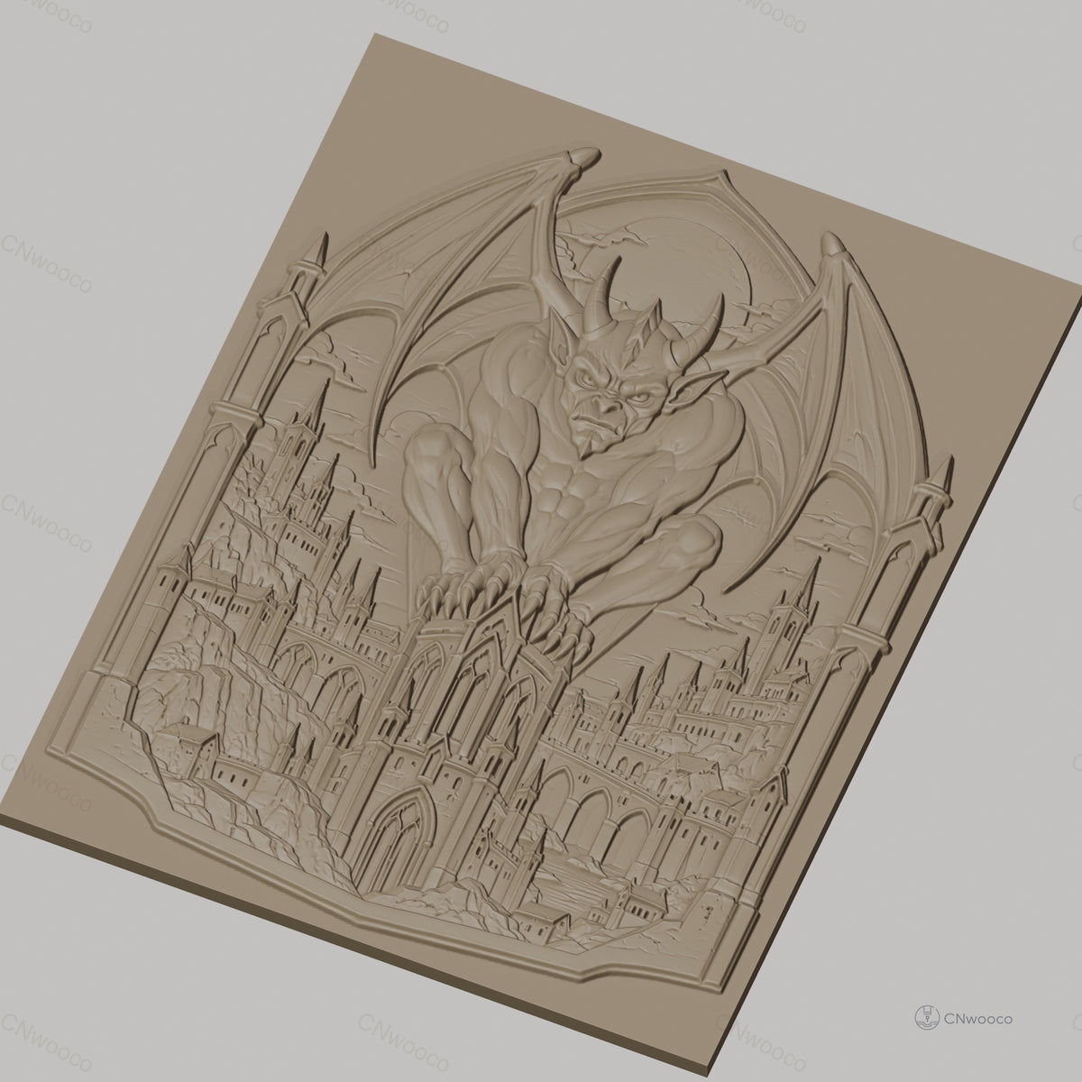 Fichier CNC & impression 3D gargouille démoniaque, château gothique détaillé, haute qualité relief STL