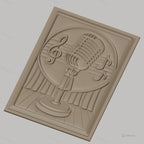 Fichier CNC & impression 3D micro vintage, notes de musique et rideau scène, haute qualité relief STL