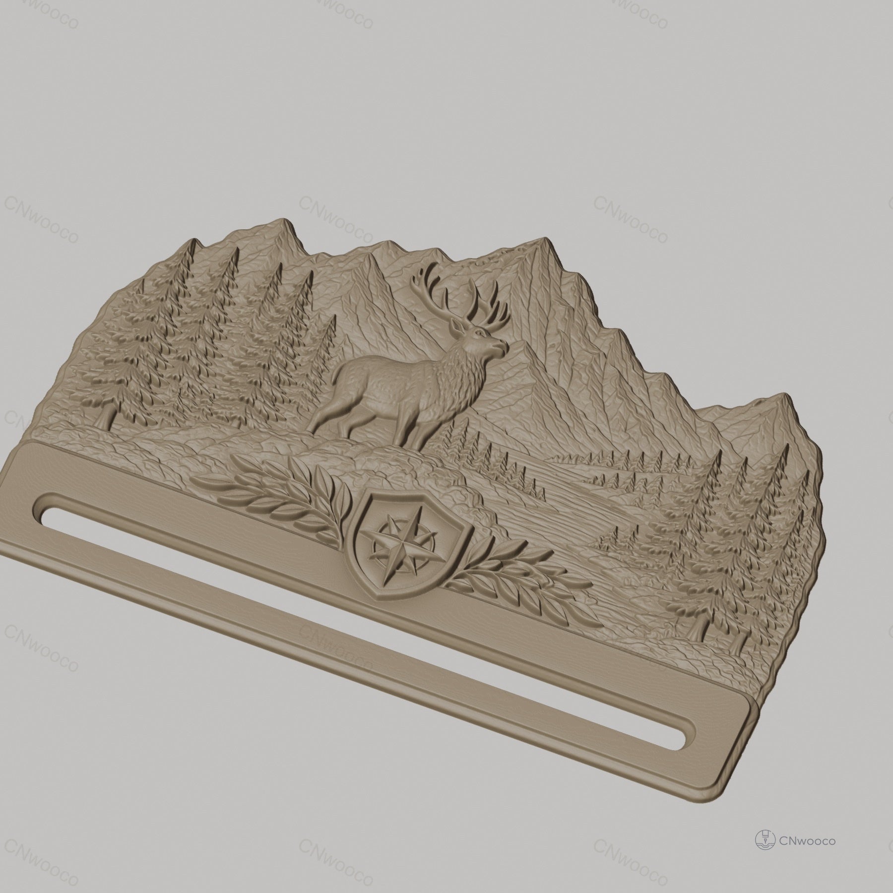 Fichier CNC & impression 3D support cartes montagne, cerf et forêt, STL très haute qualité