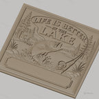 Fichier CNC & impression 3D thème lac pêche poisson canne à pêche, maison et nature, haute qualité relief STL