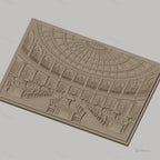 Fichier CNC & impression 3D bibliothèque classique, salle de lecture avec tables et lampes, haute qualité relief STL