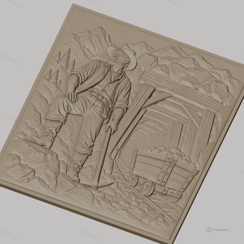 Fichier CNC & impression 3D mineur, galerie minière, wagon de mine, montagne, haute qualité relief STL