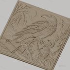 Fichier CNC & impression 3D corbeau, montre cassée, ruines gothiques, haute qualité relief STL