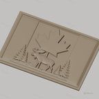 Fichier CNC & impression 3D drapeau canadien, élan et sapins en relief, haute qualité relief STL
