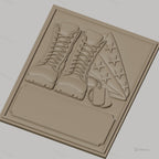 Fichier CNC & impression 3D hommage militaire, bottes, drapeau américain et plaques d'identification, haute qualité relief STL