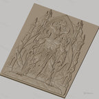 Fichier CNC & impression 3D démon démoniaque avec ailes et portail gothique, haute qualité relief STL