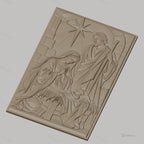 Fichier CNC & impression 3D scène de la nativité, Marie Joseph et bébé Jésus avec étoile, haute qualité relief STL