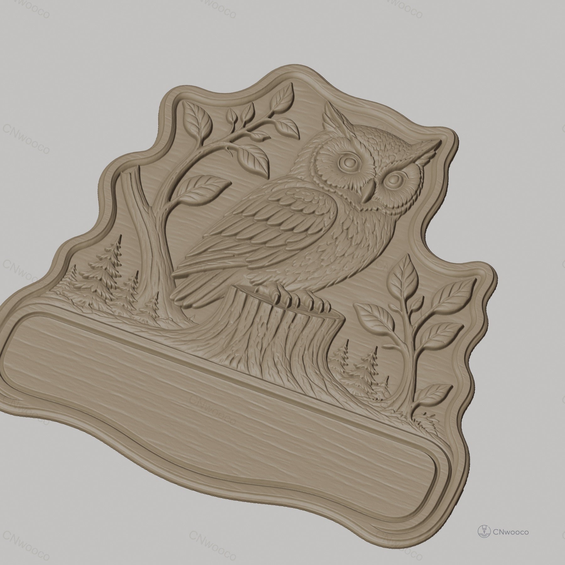 Fichier CNC & impression 3D enseigne hibou et nature, STL très haute qualité