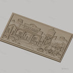 Fichier CNC & impression 3D western village saloon chariot cactus haute qualité relief STL